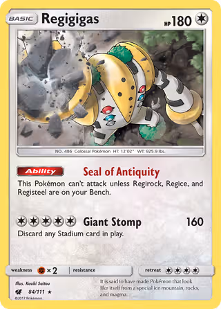 Regigigas 84/111 Pokemon card