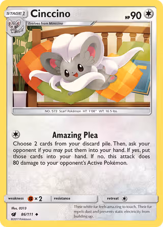 Cinccino 86/111 Pokemon card