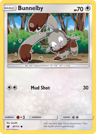 Bunnelby 87/111 Pokemon card