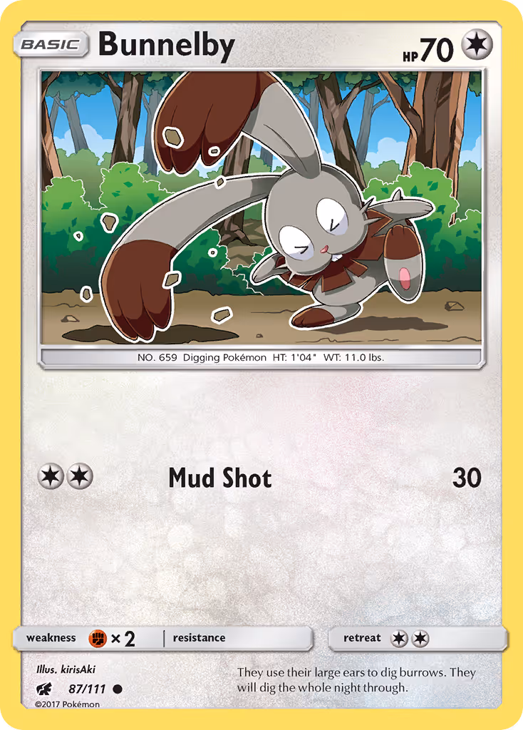 Bunnelby 87/111 Pokemon card