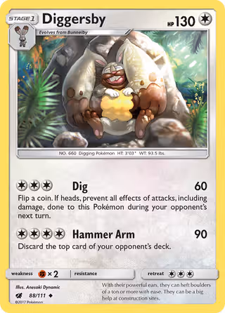 Diggersby 88/111 Pokemon card