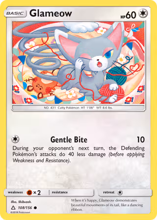 Glameow 108/156 Pokemon card