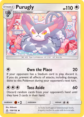 Purugly 109/156 Pokemon card