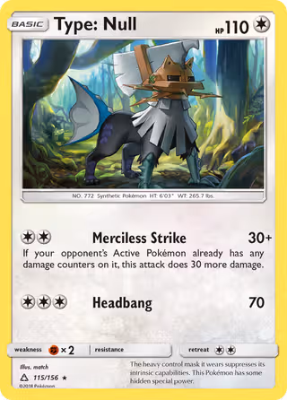 Type: Null 115/156 Pokemon card