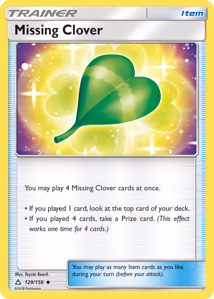 Missing Clover 129/156 Pokemon card
