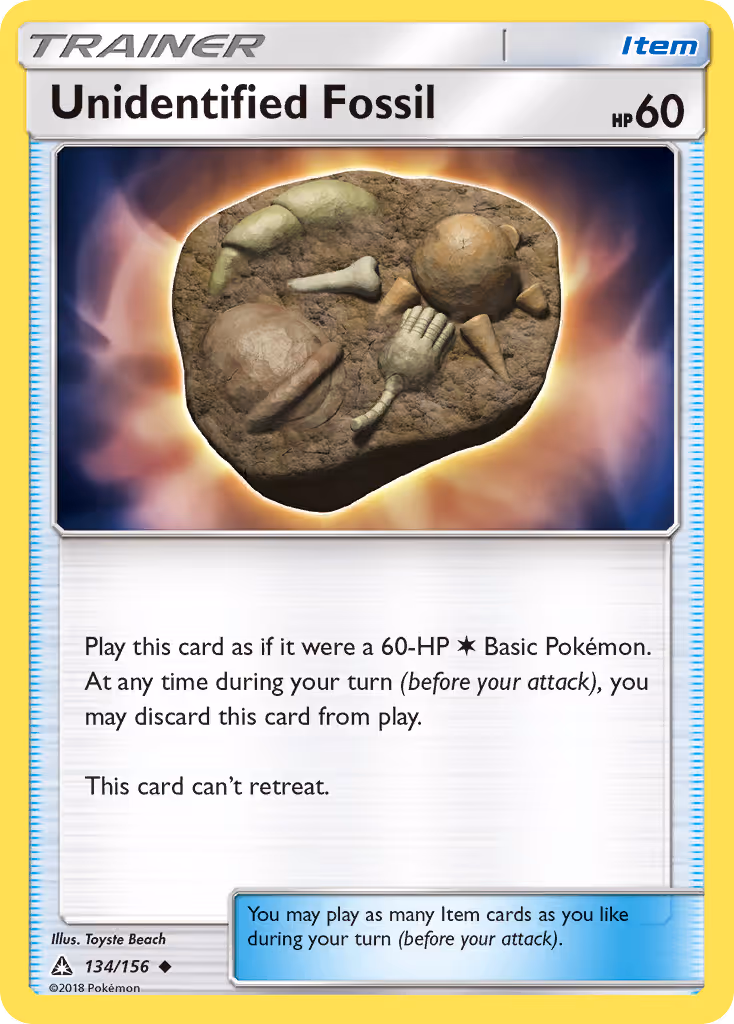 Unidentified Fossil 134/156 Pokemon card