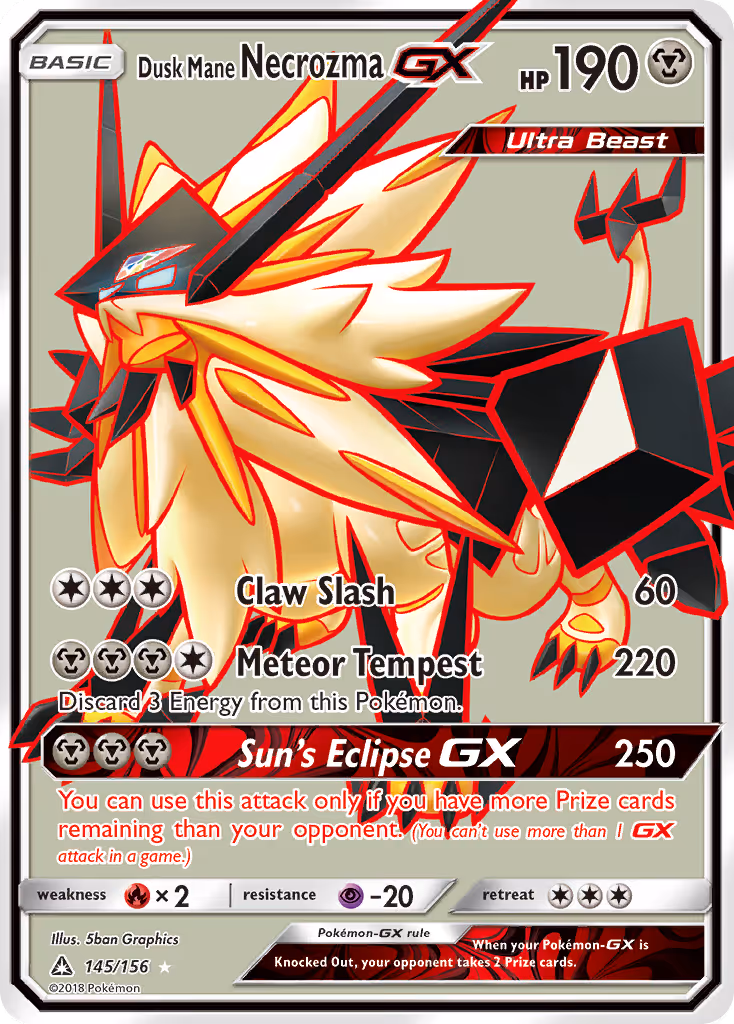 Dusk Mane Necrozma GX 145/156 Pokemon card