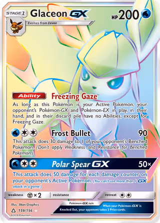 Glaceon GX 159/156 Pokemon card