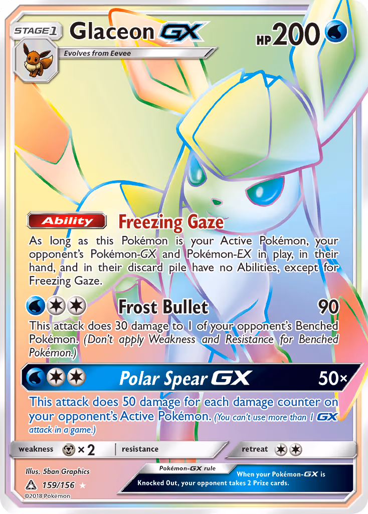 Glaceon GX 159/156 Pokemon card