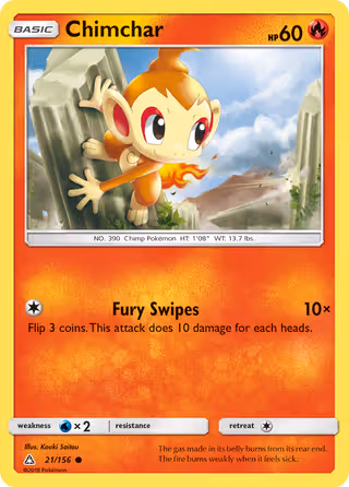 Chimchar 21/156 Pokemon card