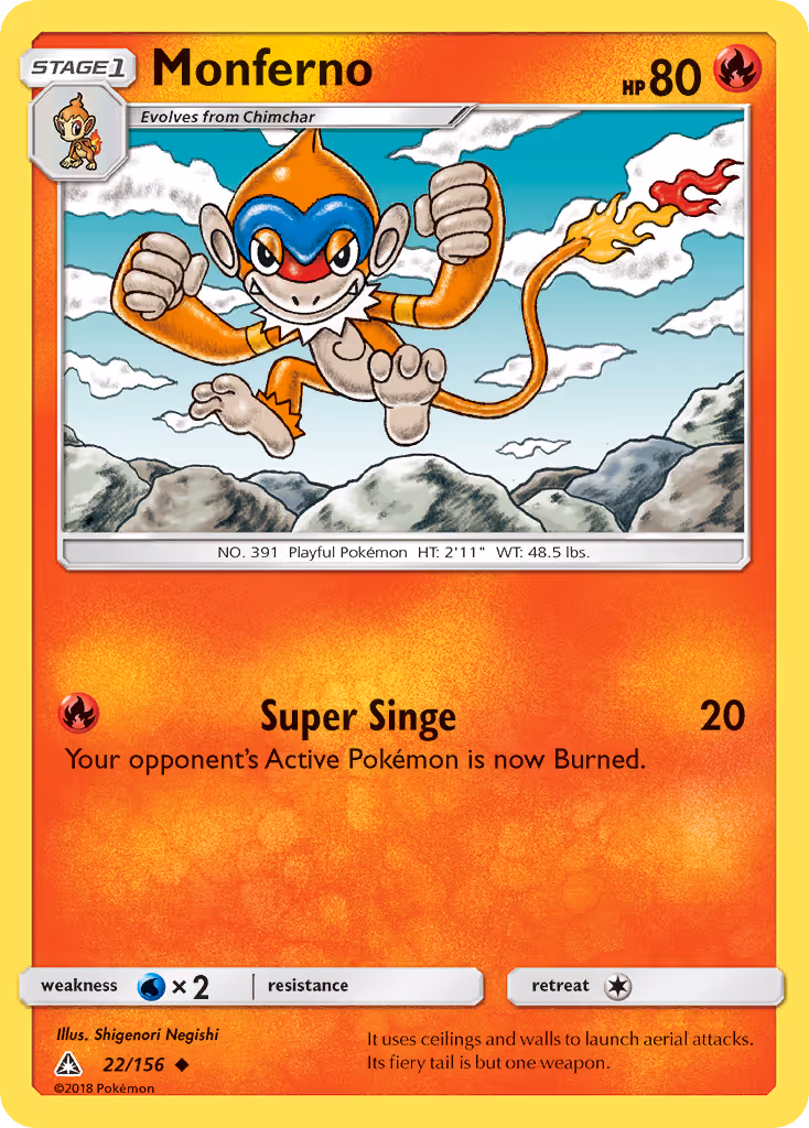 Monferno 22/156 Pokemon card