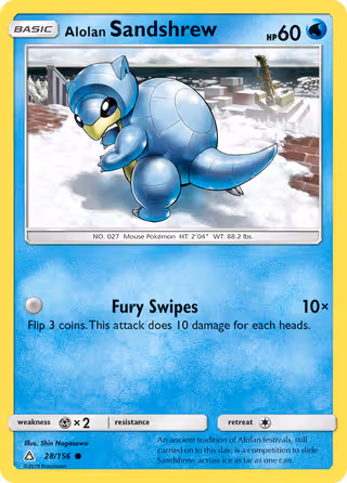 Alolan Sandshrew 28/156 Pokemon card