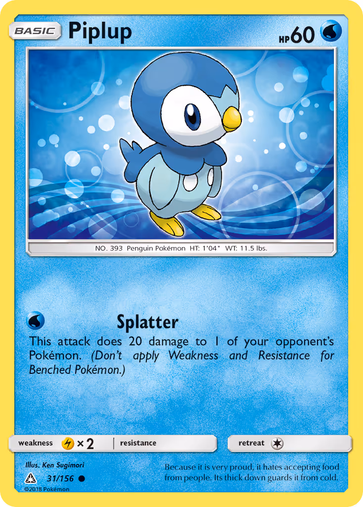 Piplup 31/156 Pokemon card