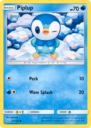 Piplup 32/156 Pokemon card