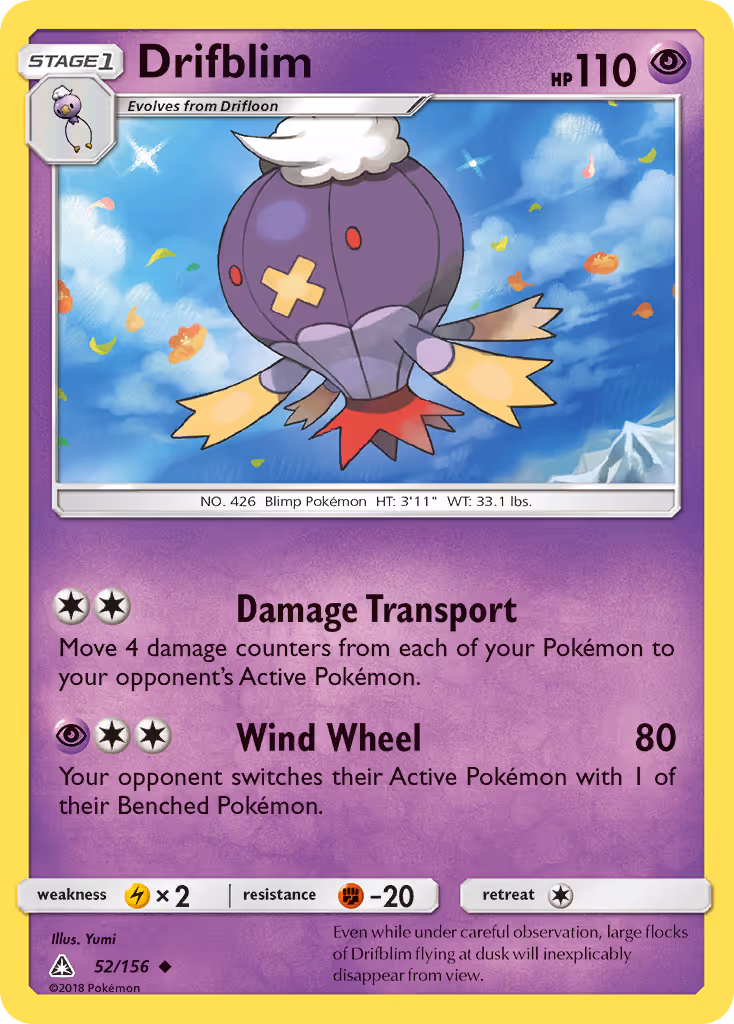 Drifblim 52/156 Pokemon card