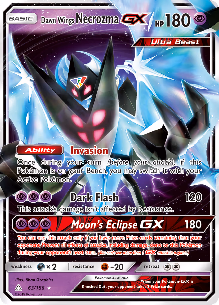 Dawn Wings Necrozma GX 63/156 Pokemon card