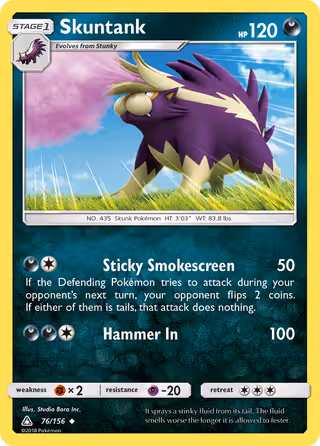 Skuntank 76/156 Pokemon card