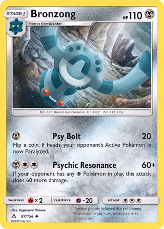 Bronzong 87/156 Pokemon card