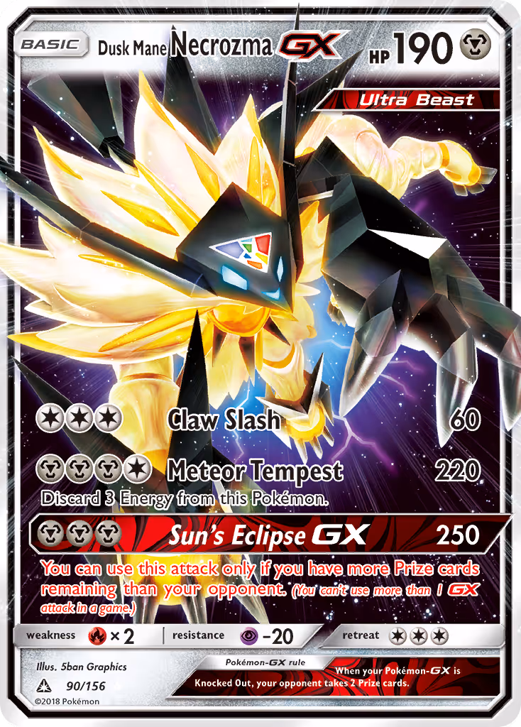 Dusk Mane Necrozma GX 90/156 Pokemon card