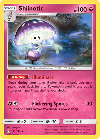 Shiinotic 93/156 Pokemon card