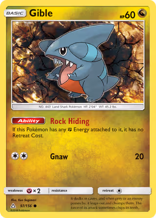 Gible 97/156 Pokemon card