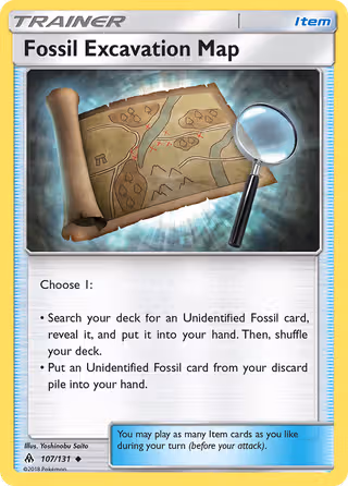 Fossil Excavation Map 107/131 Pokemon card