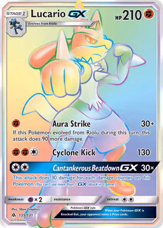Lucario GX 135/131 Pokemon card