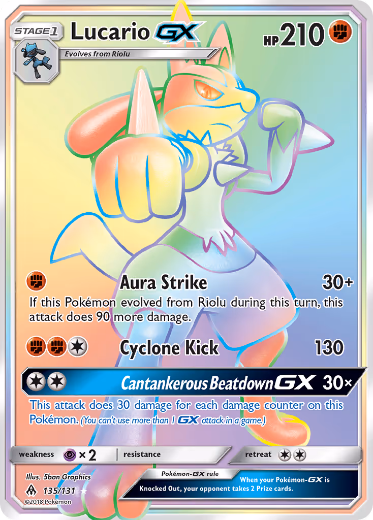 Lucario GX 135/131 Pokemon card