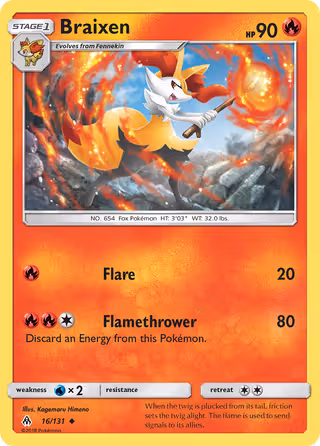 Braixen 16/131 Pokemon card