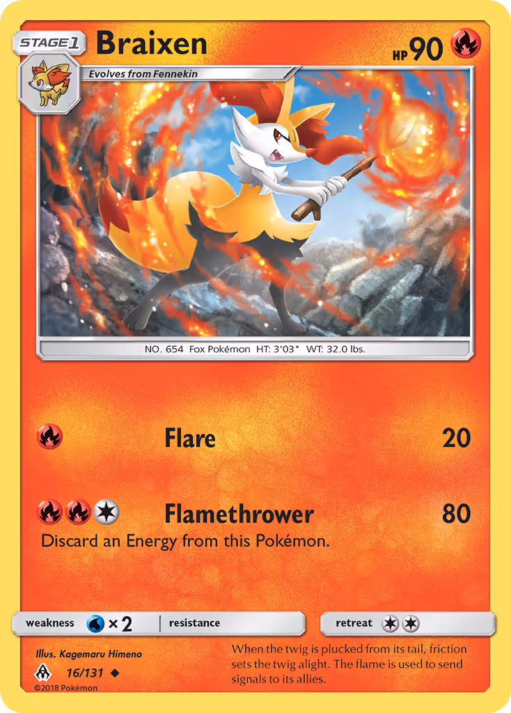 Braixen 16/131 Pokemon card