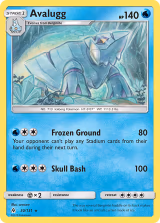 Avalugg 30/131 Pokemon card