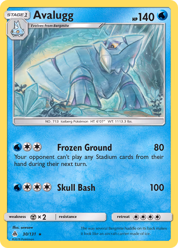 Avalugg 30/131 Pokemon card