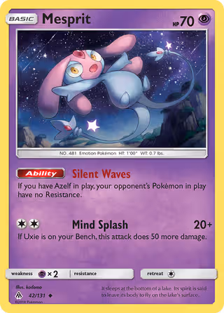 Mesprit 42/131 Pokemon card