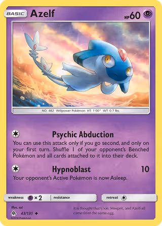 Azelf 43/131 Pokemon card