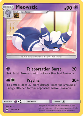 Meowstic 45/131 Pokemon card
