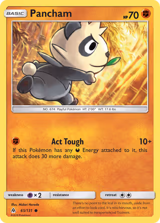 Pancham 65/131 Pokemon card