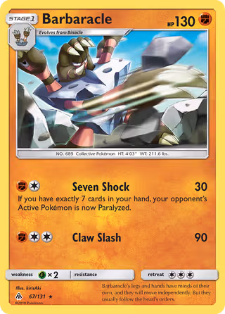Barbaracle 67/131 Pokemon card