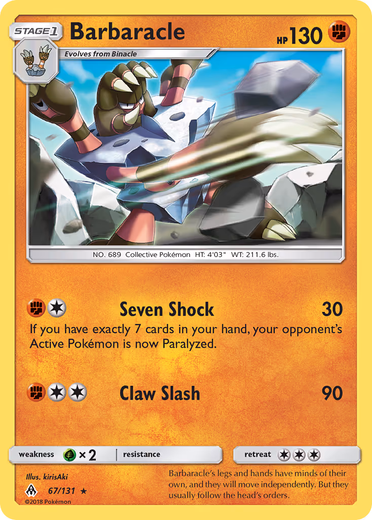 Barbaracle 67/131 Pokemon card