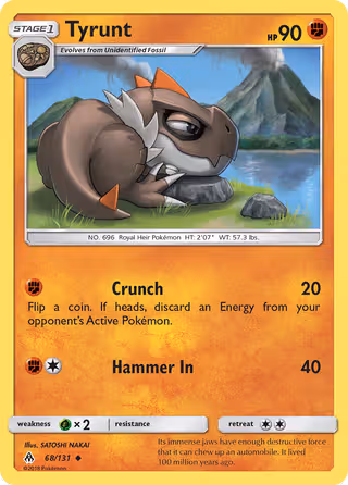 Tyrunt 68/131 Pokemon card