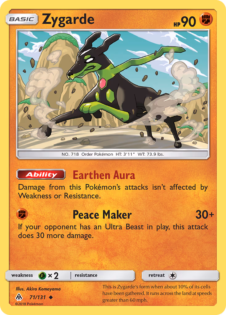 Zygarde 71/131 Pokemon card
