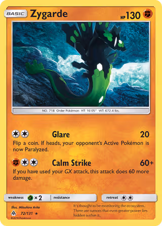 Zygarde 72/131 Pokemon card