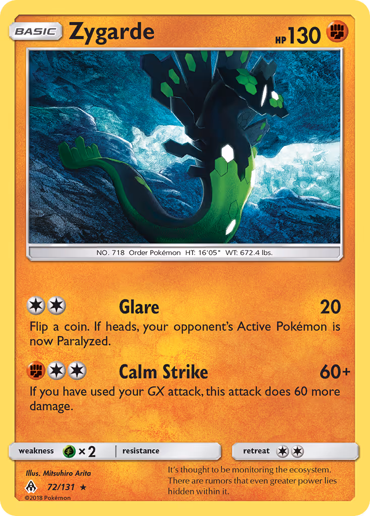 Zygarde 72/131 Pokemon card