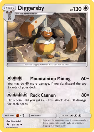 Diggersby 98/131 Pokemon card