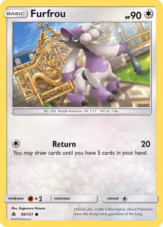 Furfrou 99/131 Pokemon card