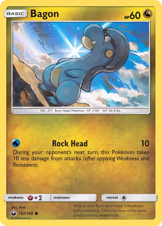 Bagon 103/168 Pokemon card