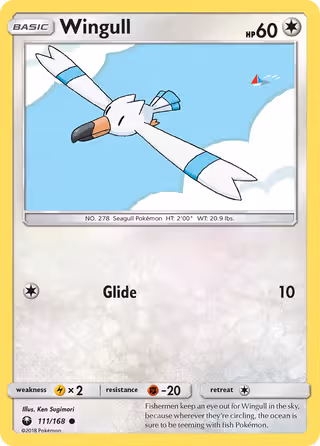 Wingull 111/168 Pokemon card
