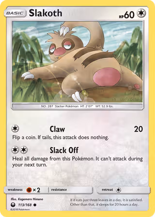 Slakoth 113/168 Pokemon card
