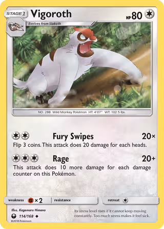 Vigoroth 114/168 Pokemon card