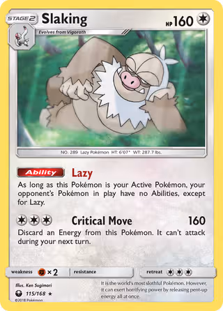 Slaking 115/168 Pokemon card