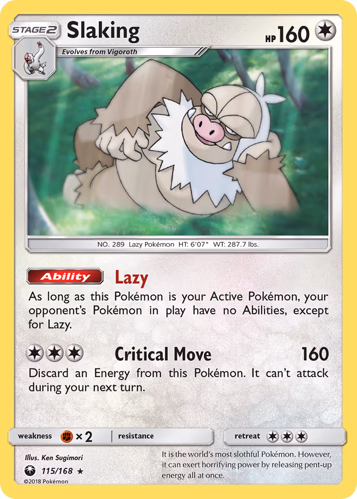 Slaking 115/168 Pokemon card